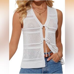 Grace Karin White Crochet Top